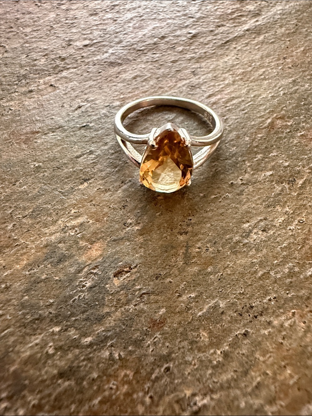 Sterling Silver Pear-Cut Citrine Ring - NEW!